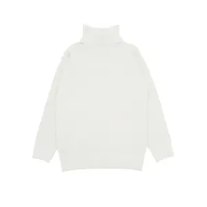 Pull-over décontracté à col roulé uni pour femme, haut thermique à manches longues pour l'automne et l'hiver avec logo frontal, épaisseur fine - Product Image 2