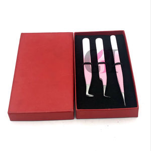 แหนบต่อขนตาสแตนเลสแบบบางตรงเคลือบผงสองสีอุปกรณ์เสริมความงามโลโก้แบบกำหนดเองใหม่90องศา - Product Image 1