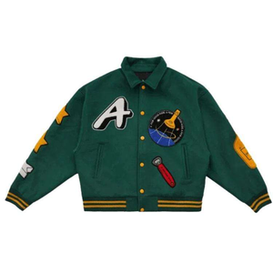 Ropa informal personalizada Chaquetas universitarias para hombres con cuello levantado Chaqueta de béisbol para hombres de calidad premium disponible en diferentes colores - Product Image 4