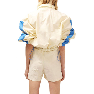 Conjunto de chándales cortavientos de bloque de color para mujer, Top corto y traje corto personalizados al por mayor, chándal cortavientos para mujer - Product Image 4