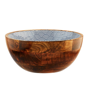 Precio más barato Vajilla de madera natural Cocina Cuenco de arroz creativo Cuencos de sopa de ensalada sólida de madera de acacia y mango grandes - Product Image 6