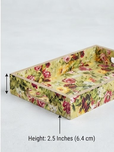Plateau rectangulaire en bois avec motif floral émaillé coloré, écologique, motif traditionnel pour mariage et Diwali, vase de table - Product Image 4