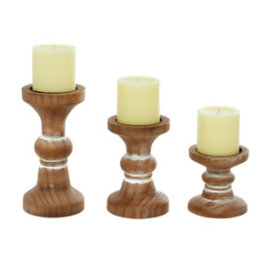 Bougeoir décoratif de salon de table au design standard bougeoir en bois d'olivier de qualité de luxe lot de 3 bougeoirs - Product Image 5
