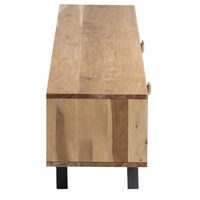 Moderno Soporte de TV Convertible de Madera de Acacia y Piedra Como con Función de Almacenamiento para Sala de Estar, Dormitorio, Pasillo o Entrada de Estilo Rústico