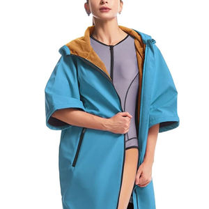 Quick Dry Embroidery Logo Long Adult Waterproof Fleece Hooded Thick Breathable Swim <b>Parka</b> Men Custom Full Sleeve Dry Jacket - Product Image 2