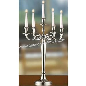 Candelabro de Metal y Aluminio de Diseño Moderno, Largo, para Decoración de Bodas, con 5 Brazos, Portavelas Decorativo para el Hogar, Acabado Plateado Brillante - Product Image 2