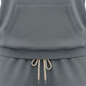 High Quality OEM Custom 350gsm Cotton Heavyweight <b>Fleece</b> Lined Sweatpants And <b>Hoodies</b> Set Jogger Set Tracksuit For Women Wear - Product Image 4