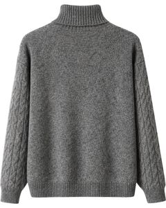 Suéter de Punto Premium para Hombre, Cuello Alto, Diseño Argyle, Suave y Cálido, Manga Trenzada, Jersey de Invierno, Estilo Casual, Color Gris, Marrón, Beige - Product Image 2