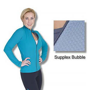 Chaquetas de fitness personalizadas con cremallera azul para mujer, mangas completas, transpirables, de talla grande, para entrenamiento de gimnasio - Product Image 2