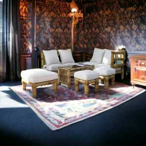 2024 meilleur prix moderne de luxe extérieur en teck bambou canapé meubles hôtel salon balcon osier rotin bambou Villa jardin canapé ensemble - Product Image 5