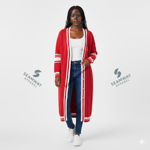 Delta | Sigma | Theta Sorority Long <b>Cardigan</b> <b>Women's</b> Casual Duster <b>Longline</b> Knitwear Acrylic Maxi Front Open Knitted Sweater - Product Image 4