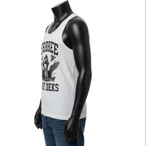 Débardeurs pour hommes, imprimés par décharge, brodés, en mélange de coton, sans manches, vêtements de sport, vêtements de gym, fournisseur de vêtements en gros, offre de vente en gros - Product Image 2