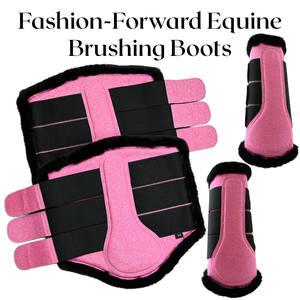 Stylish Sparkly Glitter Horse Brushing Boots Equestrian dressage hoof boots Stylish Safety Brushing Boots with Foam Satin Layer - Product Image 5
