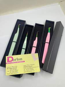 Volume russe durable 45 Pince à cils à pointe de fibre à 90 degrés Ensemble de pointes multi-plasma Poignée à revêtement de couleur Acier inoxydable - Product Image 4