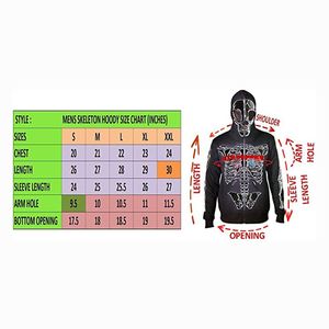Sudaderas con capucha de algodón y forro polar para hombre, con cremallera completa y diseño de estampado de esqueleto, mangas largas para uso en invierno. - Product Image 6