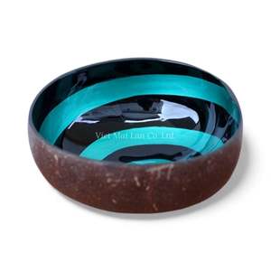 Cuenco de Coco Hecho a Mano de Estilo Bohemio, Origen Vietnam, con Incrustaciones de Nácar y Concha Natural, Accesorio Decorativo Ecológico - Product Image 2