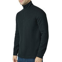 T-shirt pour homme noir à col zippé, respirant, 100 % fibre de bambou, manches courtes, avec fermeture éclair sur le devant