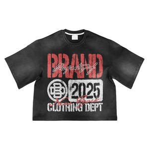 เสื้อครอปผ้าฝ้ายแนวสตรีทของผู้ชายผ้าคอตตอนโอเวอร์ไซส์ทรงหลวมเข้ารูป100% กราฟิกแนวสตรีท - Product Image 6