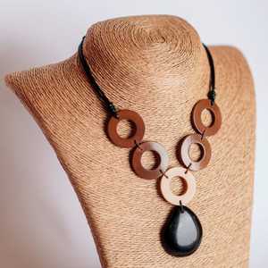 Collar de cuentas de madera Collar de madera para mujer - Product Image 4