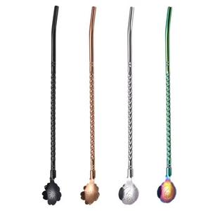 Juego de Agitadores de Cócteles con Punta de Hoja, Acero Inoxidable Premium, Mango Trenzado, Reutilizable, Acabado de Color, Herramienta de Bar para Bares Profesionales - Product Image 6