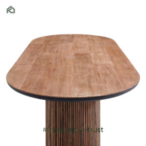 Mesa de Comedor de Madera Maciza Ovalada con Pilar Romano, Venta Caliente de Fábrica, Madera de Teca, Caoba, Sungkai, Mesa de Comedor Americana de Madera - Product Image 4