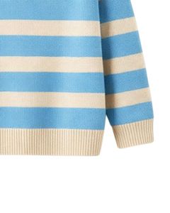 Suéter de Punto Personalizado para Hombre, con Cierre de Cremallera de un Cuarto, Color Azul Cielo y Rayas, Tejido Suave, Cálido, Informal, para Invierno, OEM Personalizado - Product Image 4