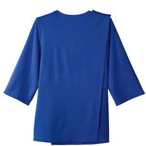 Camisas bordadas de Cirugía de hombro a presión lateral abierto manga de cuarto de recuperación para mujer cuidado en el hogar ropa adaptable para quimio diálisis - Product Image 3