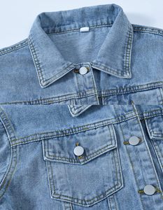 Veste en jean unie à manches longues pour homme avec logo personnalisé, séchage rapide, respirante, 100 % coton, col montant, poches imprimées pour l'hiver - Product Image 1