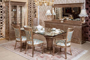 Ensemble de salle à manger de luxe fabriqué à la main avec une finition dorée somptueuse et des détails majestueux pour améliorer votre design d'intérieur classique - Product Image 4