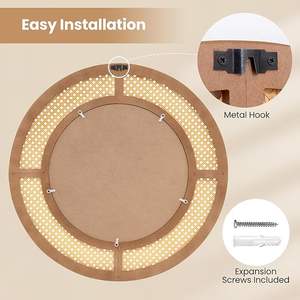 Espejo de pared de ratán bohemio irregular con marco de madera, espejo decorativo para baño, dormitorio, sala de estar - Product Image 4