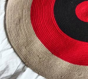 Modern Eco-Friendly Non-Slip Flat Pile Multicolor Cotton Dori Round <b>Braided</b> Rug <b>Machine</b> Made with Floral Pattern - Product Image 2