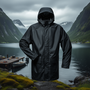 Veste de pluie extensible noire LUND pour vêtements de travail Produit Norvège - Product Image 3