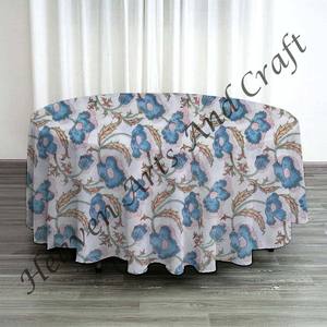 Nappe ronde 100% coton taille personnalisée imprimé floral indien main bloc imprimé couverture de table pour les mariages et la maison - Product Image 1