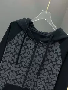 Sudadera con capucha negra y gris de moda para invierno Impresión personalizada a granel suave o bordado para eventos y promociones - Product Image 3