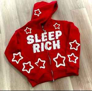 Sudadera con Capucha Transpirable de Alta Calidad, Bordado, Lavado Ácido, Adornada con Pedrería, Mangas con Apliques Estampados - Product Image 3