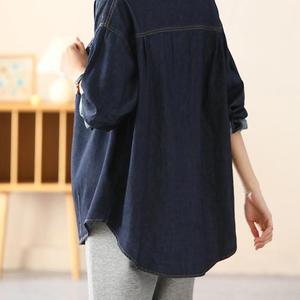Top vaquero de manga larga para mujer, camisa con botones informal con estilo, blusa vaquera de moda para primavera y otoño, ropa de moda - Product Image 2