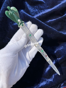 Juego de cristales curativos de varita de selenita de Ángel de Aventurina verde hecho a mano para limpieza de energía Reiki Feng artesanías de piedra semipreciosa - Product Image 5