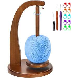 Yarn Holder for Knitting and Crocheting Crochet Gift for Knitting Lovers <b>Wooden</b> Yarn Spinner for Crochet from Indian Exporter - Product Image 3