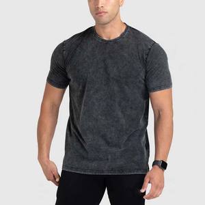 Venta al por mayor de los hombres Casual ácido lavado camisetas Drop Shoulder secado rápido personalizado lavado 100% algodón High Street Style camiseta para hombres - Product Image 1