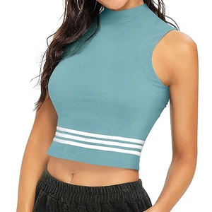 Camiseta de manga corta a rayas para mujer, ropa de punto 100% de algodón estampada, OEM, personalizada, nueva moda - Product Image 5