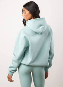 Dernier modèle de survêtement pour femmes 365 coupe décontractée sweat à capuche vert brume et jogger avec poche 2 pièces pour gym et vêtements de sport décontractés - Product Image 4