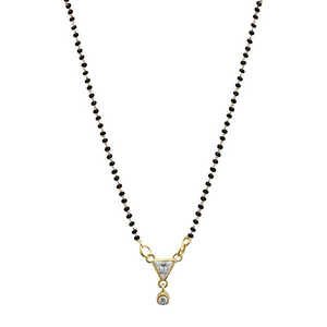 Collier Kriaa Blanc Mangalsutra Autrichien Plaqué Or Chaîne Fine Modèle 1500681 - Product Image 1