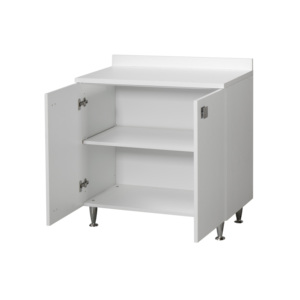 Mobile Base Cucina Moderno in Legno Massello 80x50x87 cm con Cassetti Scorrevoli, Piano Laminato e Paraschizzi per Hotel - Product Image 2