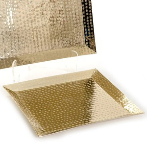 ถาดเสิร์ฟอลูมิเนียมออกแบบค้อนพร้อมชุดตกแต่งด้ามไม้2ชิ้นถาดเสิร์ฟ - Product Image 4