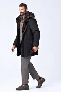 Trench Manteau En Cuir Hommes Véritable Haute Qualité Doublé De Fourrure Mi-Longueur Uniforme Style Long Manteau pour Hommes - Product Image 4