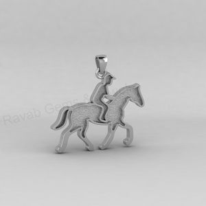 Pendentif de haute qualité en or 18 carats et argent 925, avec un cadre vide pour charme de jockey de course hippique, pour remplir de résine ou de cendres, bijou souvenir à faire soi-même - Product Image 3