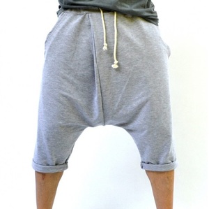 Sports Summer Training Sweat <b>Short</b> Drop Crotch Knee Length <b>White</b> Color Hot Sale Breathable Fleece 100% Cotton High Street - Product Image 3