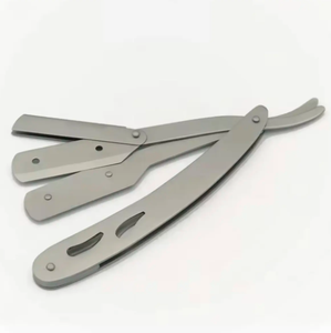 AANAIF Enterprises - Maquinilla de Afeitar Recta Reutilizable Ecológica con Logotipo Personalizado, Hoja de Acero Inoxidable Sólido para Barbería, Depilación - Product Image 1