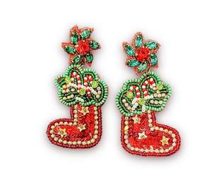 Bonhomme de neige perlé hivers bas de noël broderie à la main boucle d'oreille élégante belle et fantaisie à la mode de l'inde - Product Image 4