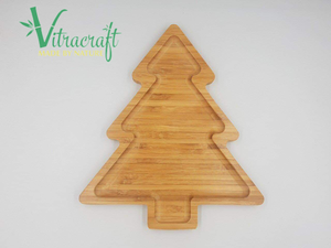 Plateau en bambou naturel. Plateau en bambou en forme d'arbre de noël. Fabriqué à partir de bambous de haute qualité, de plateaux alimentaires, de cadeaux de noël. Main Vietnam - Product Image 5